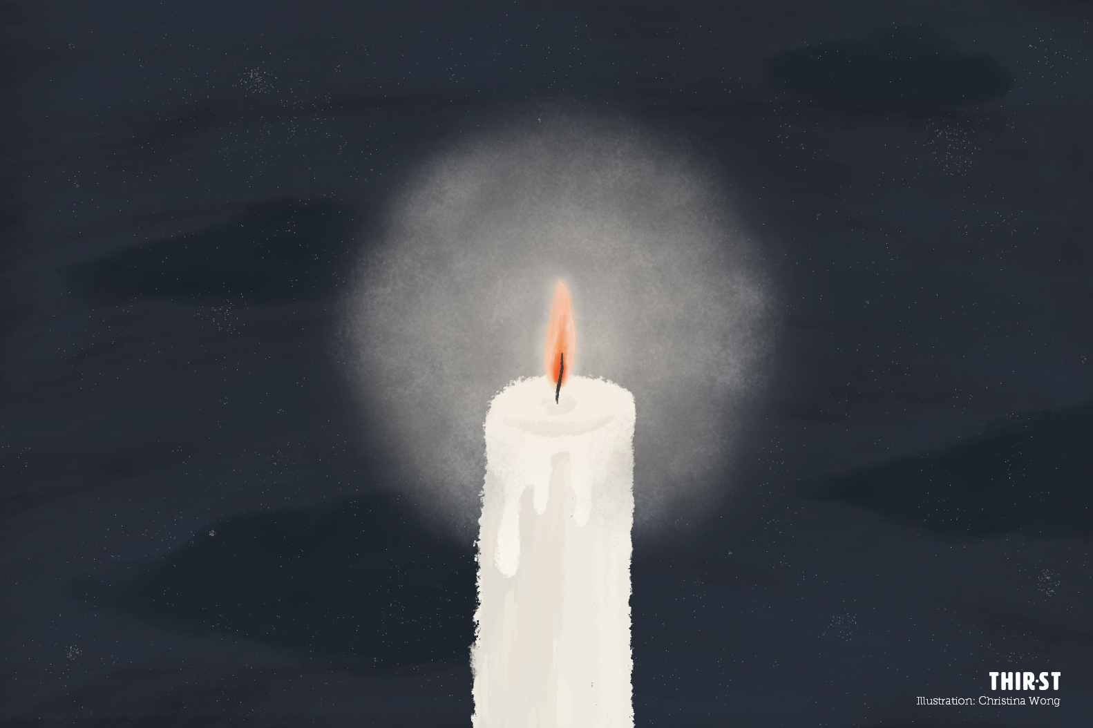 Candle shines light in the darkness